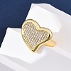 Brass Micro Pave Clear Cubic Zirconia Cuff Rings for Women RJEW-U047-16G-3