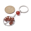 Natural Carnelian & Red Jasper Chips Flat Round with Tree of Life Kcychain KEYC-JKC00563-03-2