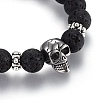 Adjustable Natural Lava Rock Braided Bead Bracelets BJEW-JB03976-3