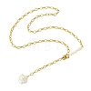 Adjustable Natural Baroque Keshi Pearl Tassel 304 Stainless Steel Cable Chain Lariat Necklaces for Women NJEW-JN06212-4
