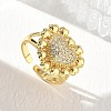 Brass Micro Pave Cubic Zirconia Cuff Open Rings for Women CU-CBA760A-13A-G-2