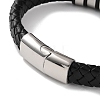 Men's Braided Black PU Leather Cord Bracelets BJEW-K243-23P-3