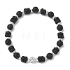 Natural Lava Rock & Non-magnetic Synthetic Hematite Beaded Stretch Bracelets for Women Men BJEW-JB13710-3
