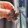 Maple Leaf Alloy Rhinestone Brooches PW-WG48F57-01-4