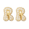 Brass Micro Pave Cubic Zirconia Stud Earrings EJEW-Z091-04G-R-2