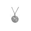French Style Stainless Steel Flat Round with Cross Sacred Heart Pendant Necklaces for Women JI8984-2-2