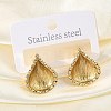 304 Stainless Steel Shell Shape Stud Earrings EJEW-M073-14G-02-1