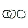 3Pcs 3 Style Natural African Turquoise(Jasper) & Black Agate Round Beaded Stretch Bracelets Set PW23030764297-3