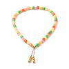 Golden Natural Lava Rock Round Power Beads Necklace for Kid NJEW-JN03759-1
