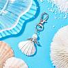 Angel Alloy & Wire Wrapped Natural Shell Pendant Decorations HJEW-JM02017-01-2