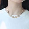 Vintage Alloy Textured Coin Link Chain Necklaces with OT Clasps for Women FS-WG489F5-01-2