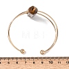 Brass Wire Wrapped Natural Tiger Eye Hexagon Point Cuff Bangles for Women BJEW-L719-01G-03-5