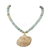 Ocean Electroplated Natural Scallop Shell Pendant Natural Flower Amazonite Rondelle Braided Bead Necklaces NJEW-JN06445-02-2