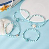 4Pcs 4 Style Dyed Synthetic Turquoise Starfish & Turtle Beaded Stretch Bracelets Set for Women BJEW-JB09337-2