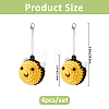 4Pcs Bees Cotton Keychains HJEW-FH00296-2