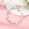 Natural Larimar Square Beaded Chain Bracelets for Women BJEW-JB14478-1