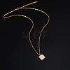 Natural Shell Square Pendant Necklace with Stainless Steel Chains TM4742-1-2
