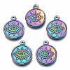 Rainbow Color 304 Stainless Steel Pendants Rhinestone Settings STAS-S119-094-1