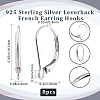 4 Pairs 925 Sterling Silver Leverback Hoop Earrings Findings STER-BBC0001-82-2