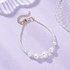 Glass Seed Bead and Shell Pearl White Round Graduated Beaded Bracelets for Women BJEW-JB12980-1