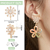 8Pcs Brass Pave Clear Cubic Zirconia Flower Stud Earrings Finding KK-BC0011-13-2