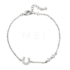 Brass Micro Pave Clear Cubic Zirconia Link Bracelets BJEW-E114-01D-P-4