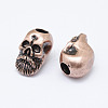 Brass Skull Beads KK-P130-068R-NR-2