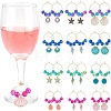 Ocean Theme Alloy Enamel with Plastic Imitation Pearl Wine Glass Charms AJEW-AB00095-1