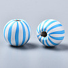 Painted Natural Wood European Beads WOOD-S057-043A-3
