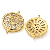 Rack Plating Brass Pave Cubic Zirconia Wheel Connector Charms KK-Z063-29G-01-2