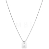 1Pc Stainless Steel Letter Rectangle Pendant Necklaces NJEW-LP0001-34A-P-1