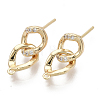 Brass Micro Pave Clear Cubic Zirconia Stud Earring Findings KK-N230-20-NF-2