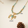 304 Stainless Steel & Synthetic Turquoise Pendant Necklaces for Women WGA2F7A-07-1