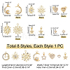   8Pcs 8 Style Brass Micro Pave Clear Cubic Zirconia Charms DIY-PH0003-29-5