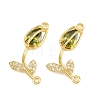 Rack Plating Brass Micro Pave Clear Cubic Zirconia Flower Connertor Charms KK-Z043-03F-1