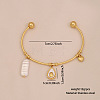 304 Stainless Steel & Natural Shell & Crystal Rhinestone & Plastic Pearl Cuff Bangles FS-WGEF24F-02-1