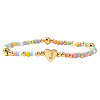 Summer Stainless Steel Heart Alphabet Colorful Glass Seed Beaded Stretch Bracelets for Women JV8929-36-1