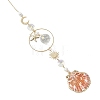Electroplate Sea Shell & Glass Pendants Starfish Shell Hanging Suncatchers HJEW-JM04563-4