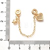 Brass Clear Cubic Zirconia European Safety Chains with Heart & Rose Charms KK-C085-16G-3