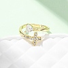 Brass Micro Pave Cubic Zirconia Cuff Rings for Women RJEW-L334-04G-2