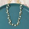 Brass Enamel Evil Eye Link Chain Necklaces NJEW-G183-01G-05-3