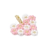 4Pcs MIYUKI Glass Seed Beaded Heart with Flower Pendants PALLOY-MZ01113-4