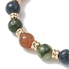 2Pcs Adjustable Natural Green Jade Imitation Tourmaline & Brass Beads Braided Bead Bracelets for Women BJEW-JB13542-02-4