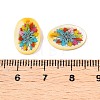 Natural Freshwater Shell Double Face Printed Oval Charms SHEL-T020-05E-3