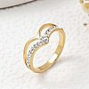 304 Stainless Steel & Handmade Polymer Clay Rhinestones Finger Rings WG9A093-02-1