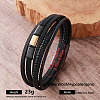 Vintage 304 Stainless Steel Braided Imitation Leather Multi-Strand Bracelets with Magnetic Clasps for Men QX2035-5-1
