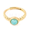 Round Natural Amazonite Adjustable Rings RJEW-Q817-03G-01-2