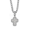 Brass Micro Pave Clear Cubic Zirconia Cubic Zirconia Cross Pendant Twisted Chain Necklaces for Women FS-WGE1C81-04-1
