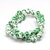 Handmade Flower Printed Porcelain Ceramic Beads Strands PORC-M007-10mm-16-2