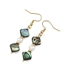 Abalone Shell/Paua Shell & Shell Pearl Bead Dangle Earrings EJEW-JE07322-5